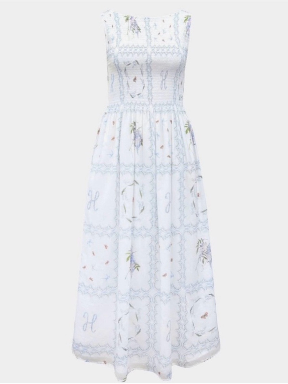 Hill House Cosima Nap Dress white floral patchwork XS